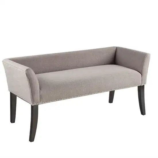 Modern Mid-Century Grey Upholstered Accent Bench Photo 1