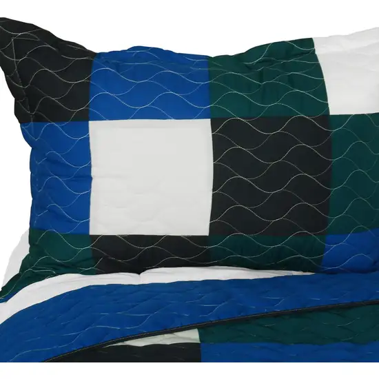 Moment -  Vermicelli-Quilted Patchwork Geometric Quilt Set Full/Queen Photo 2