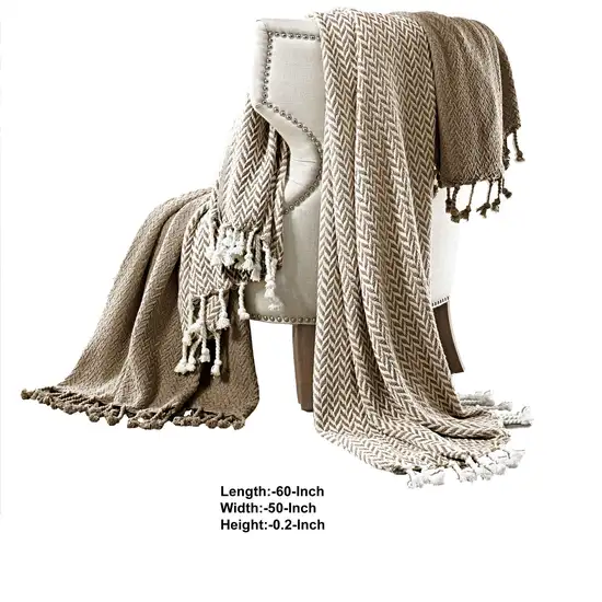 Montgeron Herringbone Cotton Throw The Urban Port, Set of 2 Photo 2