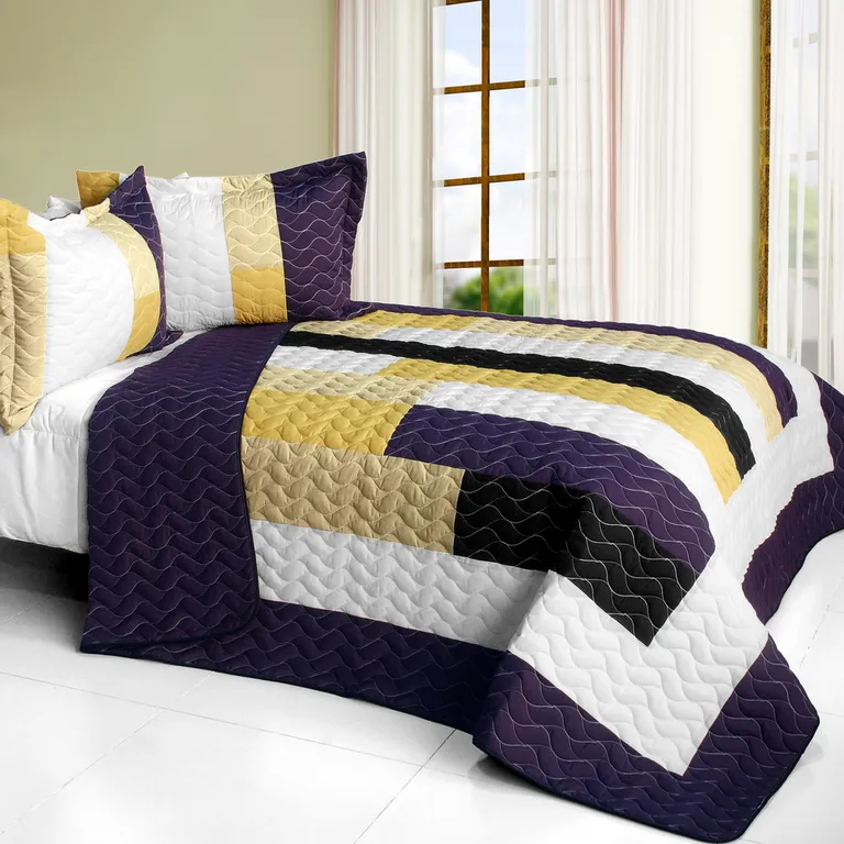 Morning Glory - 3PC Vermicelli - Quilted Patchwork Quilt Set (Full/Queen Size) Photo 1