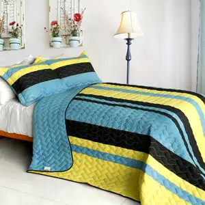 Photo of Mountains Echoed - 3PC Vermicelli-Quilted Patchwork Quilt Set (Full/Queen Size)