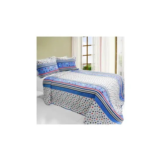 Multicolor Star -  3PC Cotton Vermicelli-Quilted Printed Quilt Set (Full/Queen Size) Photo 2