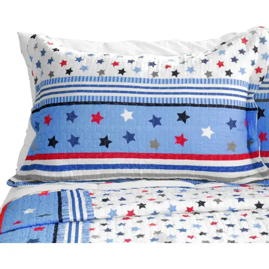 Multicolor Star -  3PC Cotton Vermicelli-Quilted Printed Quilt Set (Full/Queen Size) Photo 3