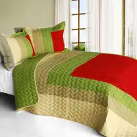 Photo of My Garden - Vermicelli-Quilted Patchwork Geometric Quilt Set Full/Queen