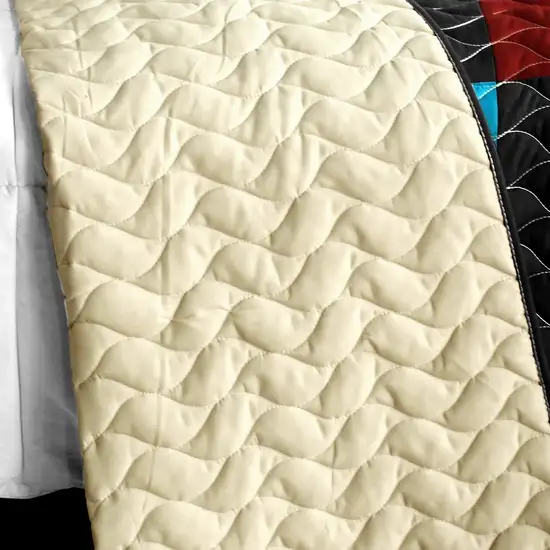 Mysterious Nocturne -  3PC Vermicelli - Quilted Patchwork Quilt Set (Full/Queen Size) Photo 4