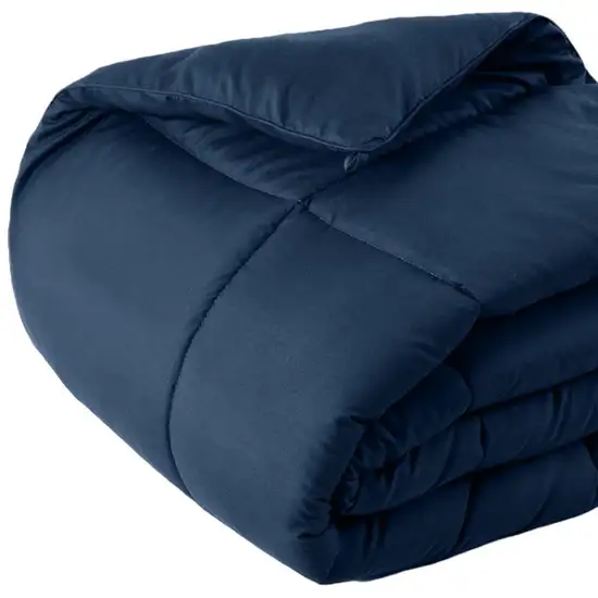 Navy Blue  Box Stitch Microfiber Down Alternative Comforter Photo 4