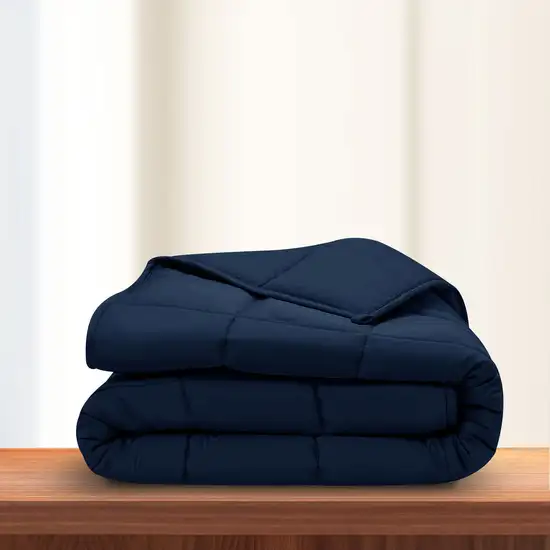 Navy Blue  Box Stitch Microfiber Down Alternative Comforter Photo 6