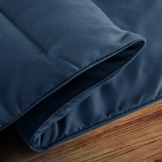 Navy Blue  Box Stitch Microfiber Down Alternative Comforter Photo 9