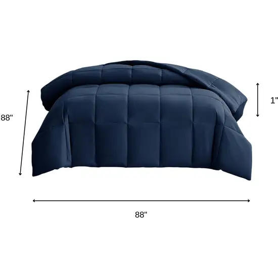 Navy Blue  Box Stitch Microfiber Down Alternative Comforter Photo 8