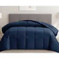 Photo of Navy Blue  Box Stitch Microfiber Down Alternative Comforter