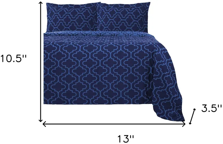 Navy Blue Cotton Blend Thread Count Washable Duvet Cover Set Photo 5