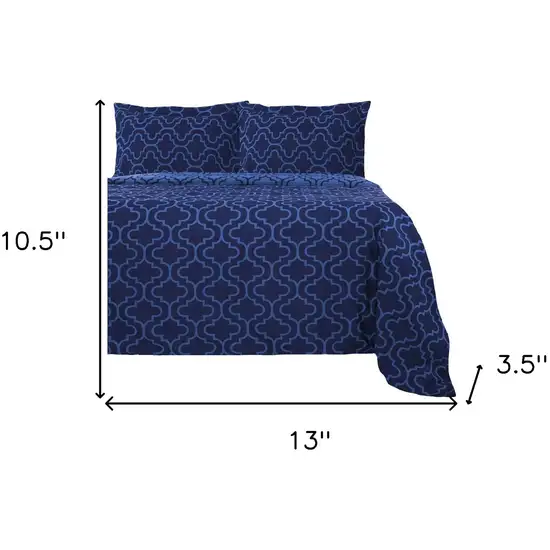 Navy Blue  Cotton Blend Thread Count Washable Duvet Cover Set Photo 5