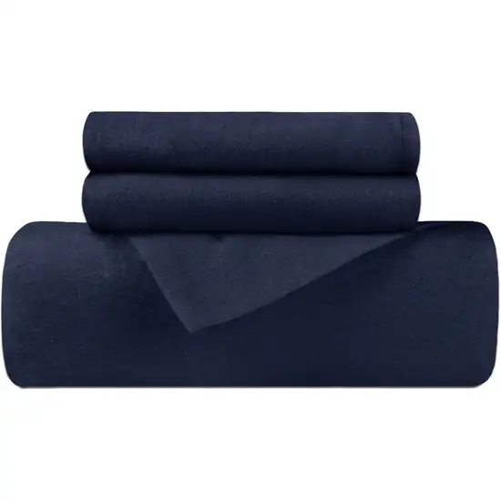 Navy Blue  Cotton Blend Thread Count Washable Duvet Cover Set Photo 2