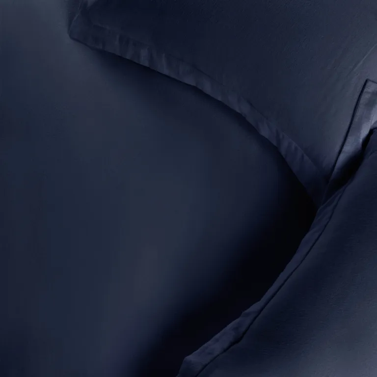 Navy Blue Cotton Blend Thread Count Washable Duvet Cover Set Photo 3