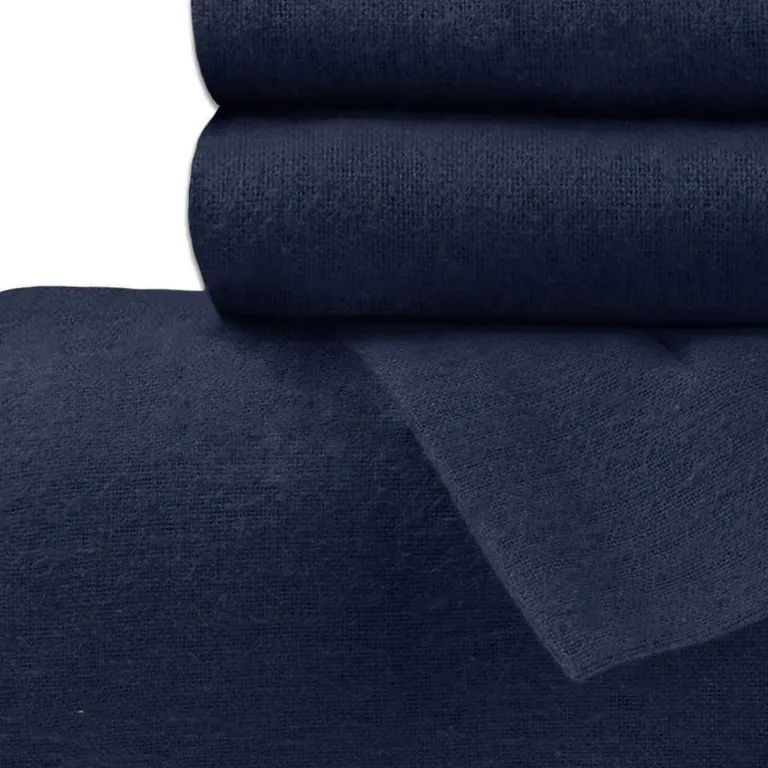 Navy Blue Cotton Blend Thread Count Washable Duvet Cover Set Photo 5