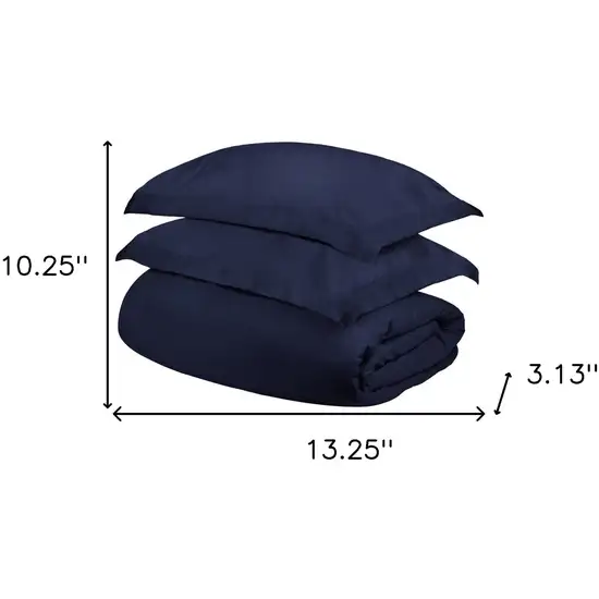 Navy Blue King Cotton Blend 400 Thread Count Washable Duvet Cover Set Photo 4