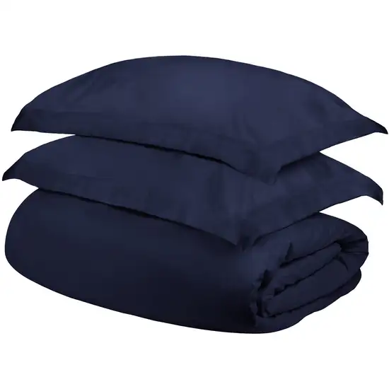 Navy Blue King Cotton Blend 400 Thread Count Washable Duvet Cover Set Photo 1