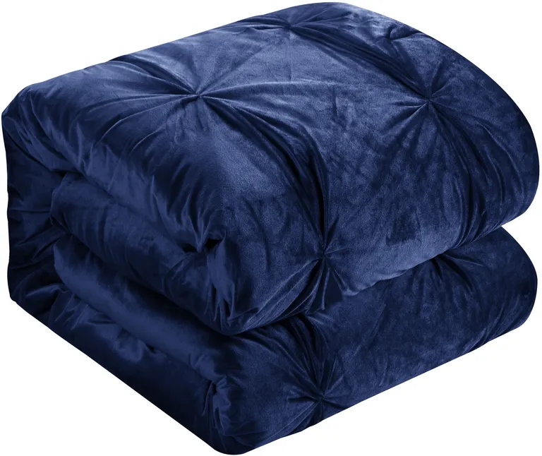 Navy Blue King PolYester 130 Thread Count Washable Down Comforter Set Photo 2