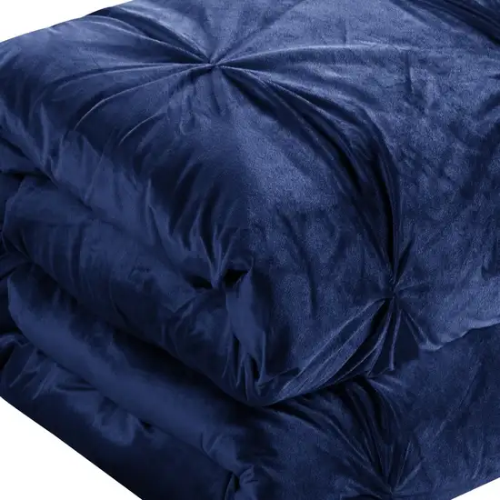 Navy Blue King Polyester 130 Thread Count Washable Down Comforter Set Photo 6