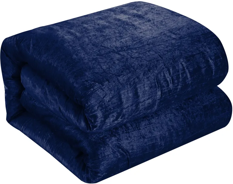 Navy Blue King Polyester 180 Thread Count Washable Down Comforter Set Photo 2