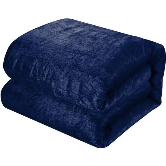 Navy Blue King Polyester 180 Thread Count Washable Down Comforter Set Photo 5