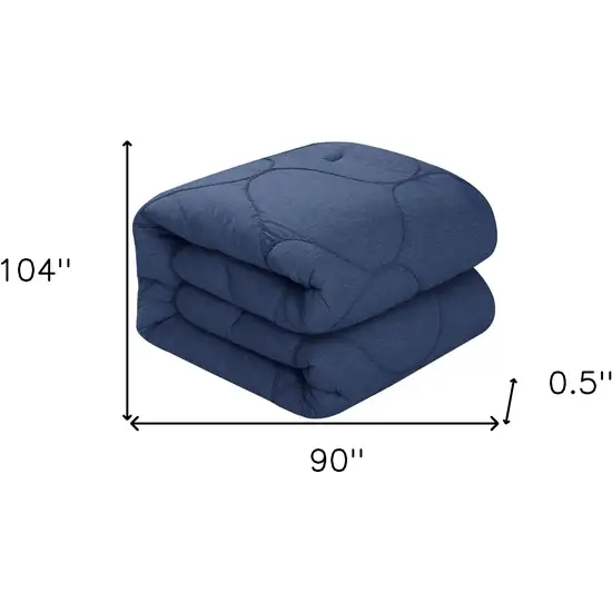 Navy Blue King Polyester 180 Thread Count Washable Down Comforter Set Photo 9