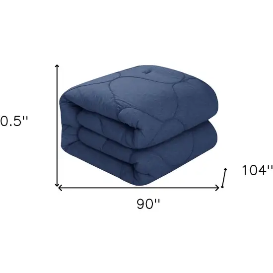 Navy Blue King Polyester 180 Thread Count Washable Down Comforter Set Photo 6