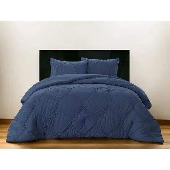 Navy Blue King Polyester 180 Thread Count Washable Down Comforter Set Photo 1