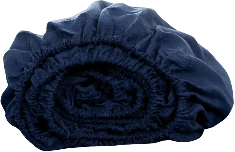 Navy Blue Linen California King Fitted sheet Photo 3