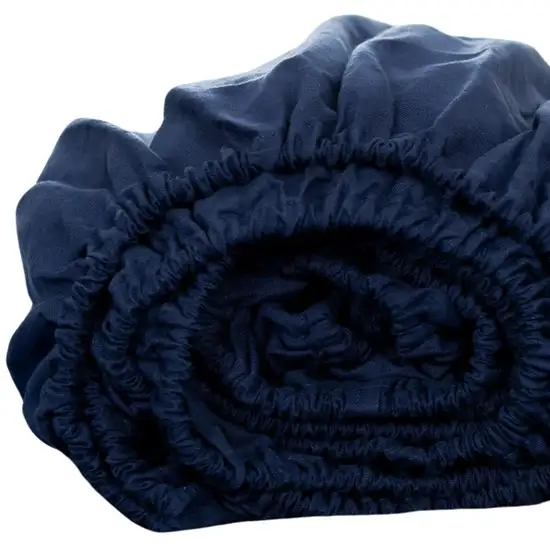 Navy Blue Linen California King Fitted sheet Photo 4