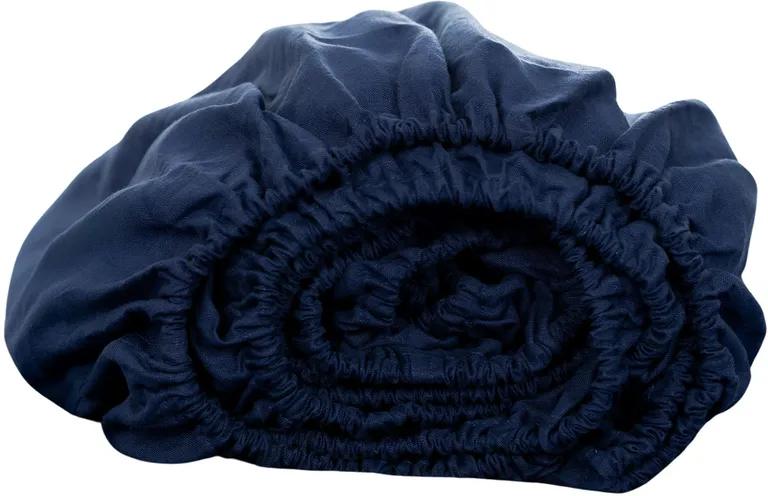 Navy Blue Linen California King Fitted sheet Photo 1