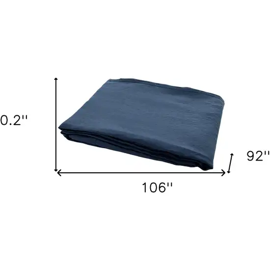 Navy Blue Linen Full Double Fitted sheet Photo 9