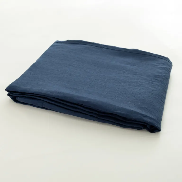 Navy Blue Linen Full Double Fitted sheet Photo 5