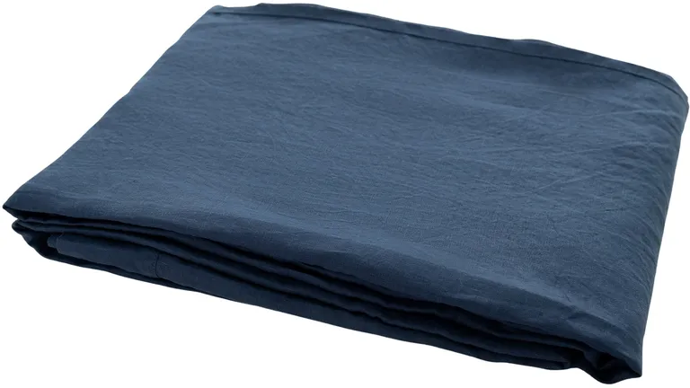 Navy Blue Linen Full Double Fitted sheet Photo 1