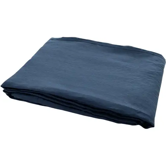 Navy Blue Linen Full Double Fitted sheet Photo 1