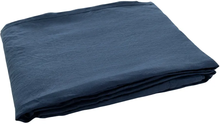 Navy Blue Linen Full Double Fitted sheet Photo 3