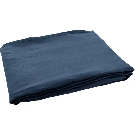 Navy Blue Linen Full Double Fitted sheet Photo 3