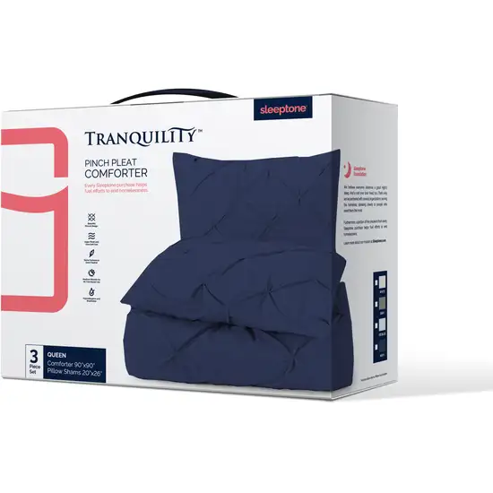 Navy Blue  Microfiber 110 Thread Count Washable Down Alternative Comforter Photo 7