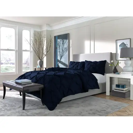 Navy Blue  Microfiber 110 Thread Count Washable Down Alternative Comforter Photo 5