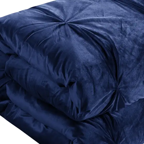 Navy Blue Queen Polyester 130 Thread Count Washable Down Comforter Set Photo 6