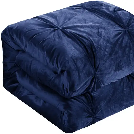 Navy Blue Queen Polyester 130 Thread Count Washable Down Comforter Set Photo 7