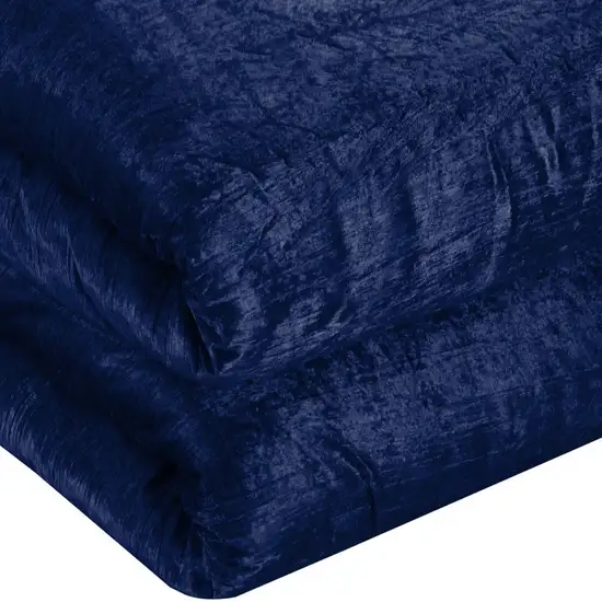 Navy Blue Queen Polyester 180 Thread Count Washable Down Comforter Set Photo 5