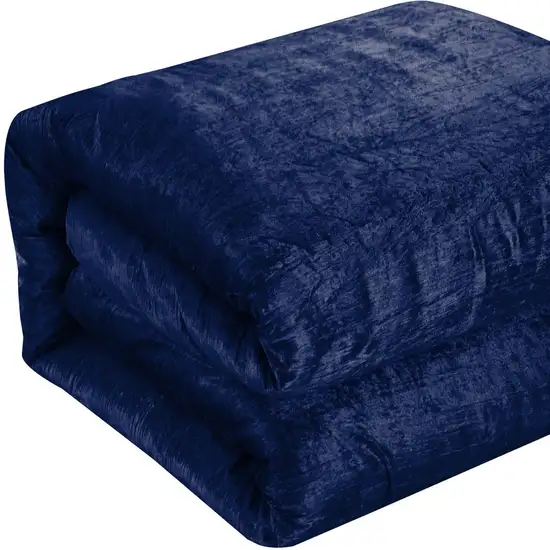 Navy Blue Queen Polyester 180 Thread Count Washable Down Comforter Set Photo 6