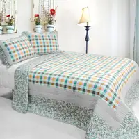 Photo of Nice Jane - 3PC Cotton Vermicelli-Quilted Printed Quilt Set (Full/Queen Size)