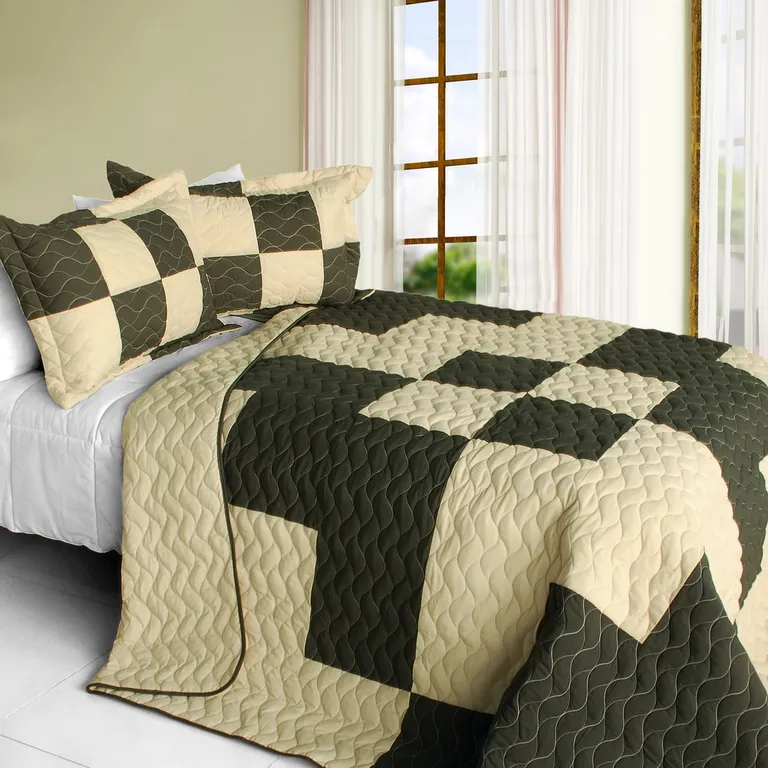 Oh My Love - 3PC Vermicelli-Quilted Patchwork Quilt Set (Full/Queen Size) Photo 1