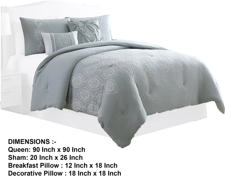 Ohio 5 Piece Queen Comforter Set with Scrolled Motifs, by The Urban Port Photo 1