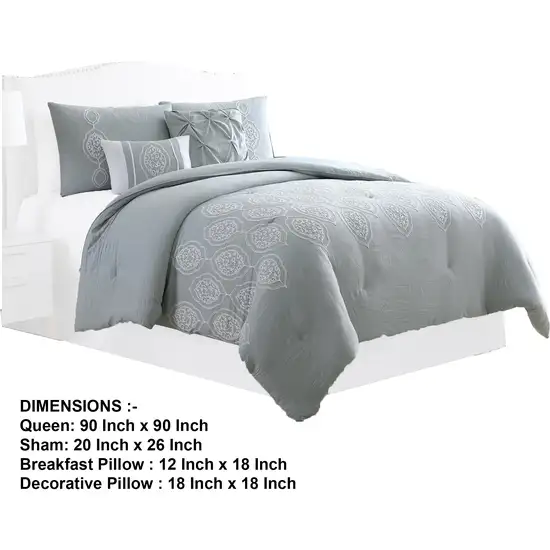 Ohio 5 Piece Queen Comforter Set with Scrolled Motifs, by The Urban Port Photo 1