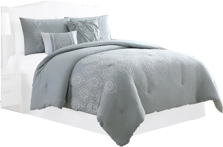 Ohio 5 Piece Queen Comforter Set with Scrolled Motifs, by The Urban Port Photo 2