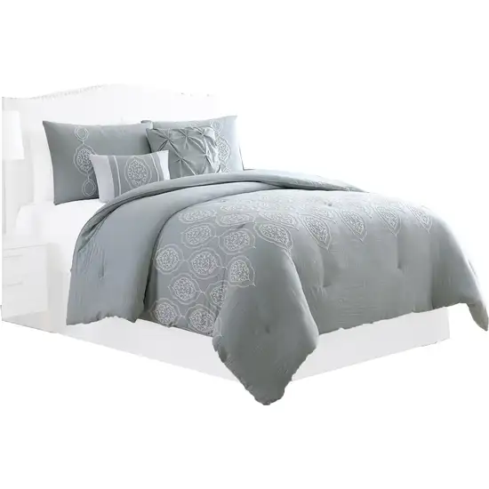 Ohio 5 Piece Queen Comforter Set with Scrolled Motifs, by The Urban Port Photo 2