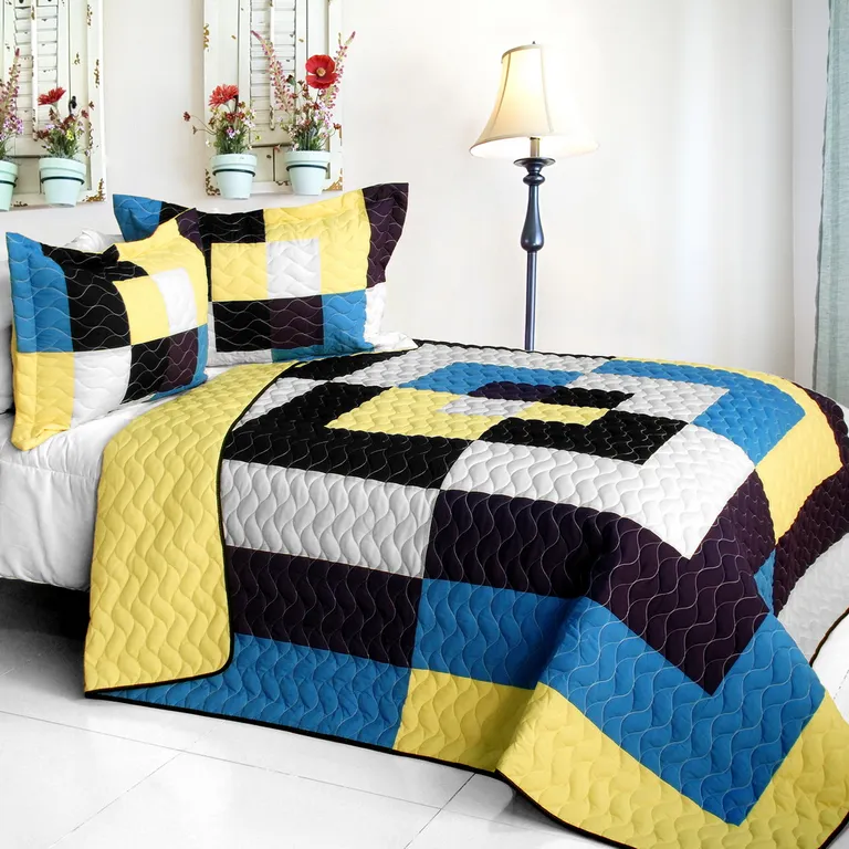 One Fine Wire - 3PC Vermicelli - Quilted Patchwork Quilt Set (Full/Queen Size) Photo 1